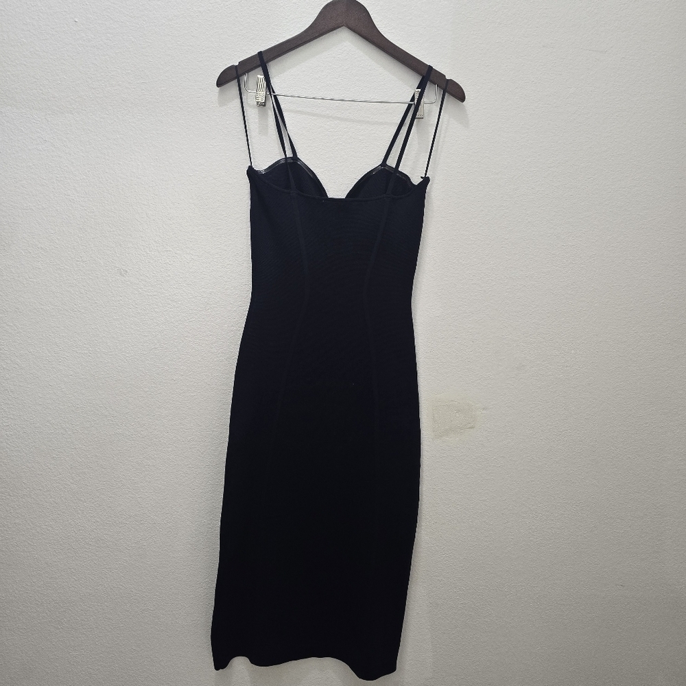 NWT Zara Navy Blue Bustier Midi Dress Corset Style Bodycon M - Picture 6 of 12